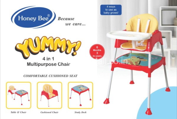 Honey Bee High Chair || 4 in 1 High Chair Low Chair Baby Chair 