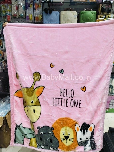 P For Panda Soft Baby Double Layer Blanket || Gry Pink & White 