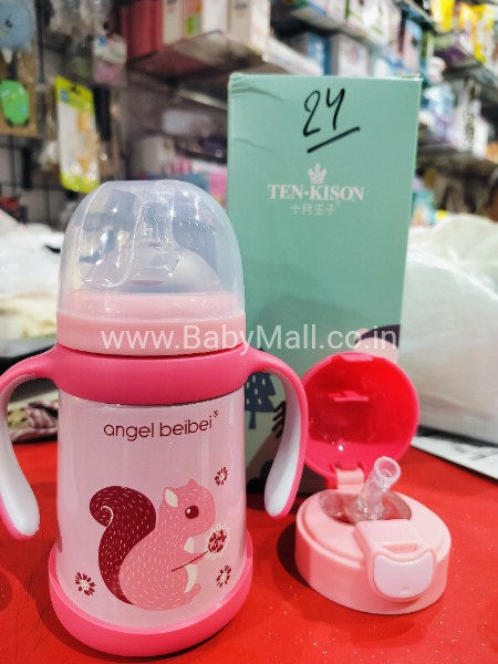 TEN-KISON ANGEL BEIBEI 2 IN 1 FEEDER AND SIPPER || INSULATED STAINLESS STEEL SIPPER WATER BOTTLE 240ML || ITEM NO:SY-9074