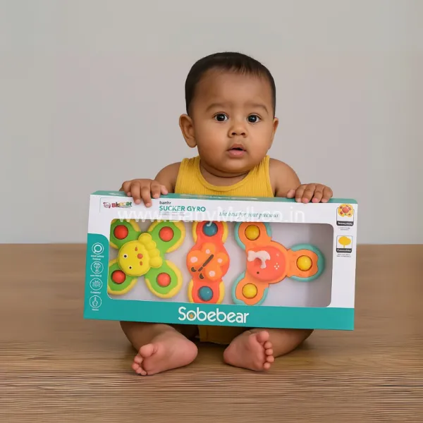 Toy Bharat || Baby Sucker Gyro Educational Toys || Sobebear Rattle + Spinner 3 PCS Spinner 