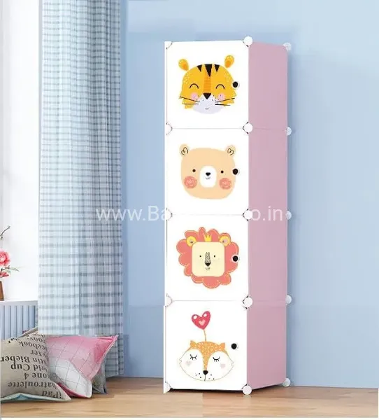 Intelligent Diy Plastic Portable Cube Cabinet || Random Design || 4 Box