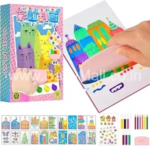 Funny Teddy DIY Rolling Rainbow Scratch Art Painting || Rainbow Squeeze Art kit || Scratch Art for Kids || Dot Painting Art Kit With Squeegee Tool || Item No:CD-9670