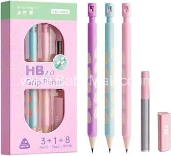 HIMIC Better Quality || For a Happy Hand And Happy Words || Happy Grip || 3 Mechanical Pencils 1 Eraser 8 Extra Leads || Item No:MPS-0708-HG(HMC)