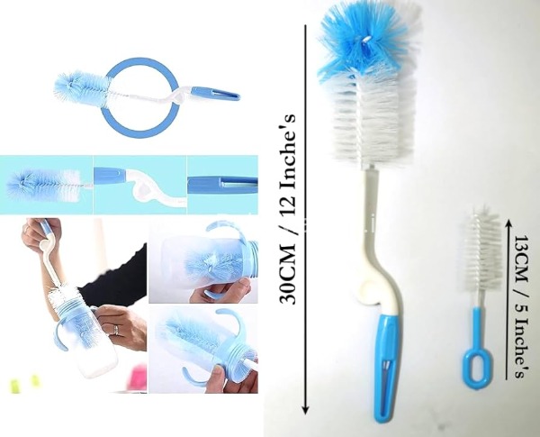 P For Panda || Baby Bottle Brush 2 Pcs Set || Non Toxic Easy Grip & Comfortable || Item No:8222C