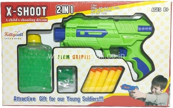 X-Shoot || A Child Shooting Dream 2 In 1 || 1 Gun 200PC Jelly Balls In Bottle 1 Jelly Balls Packet 6PC Soft Darts || Item No:8820