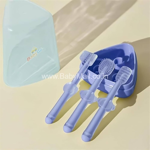 Organic Kidz Baby Oral Toothbrush Silicone Toothbrush 3Pcs Set For Kids || OK-1005