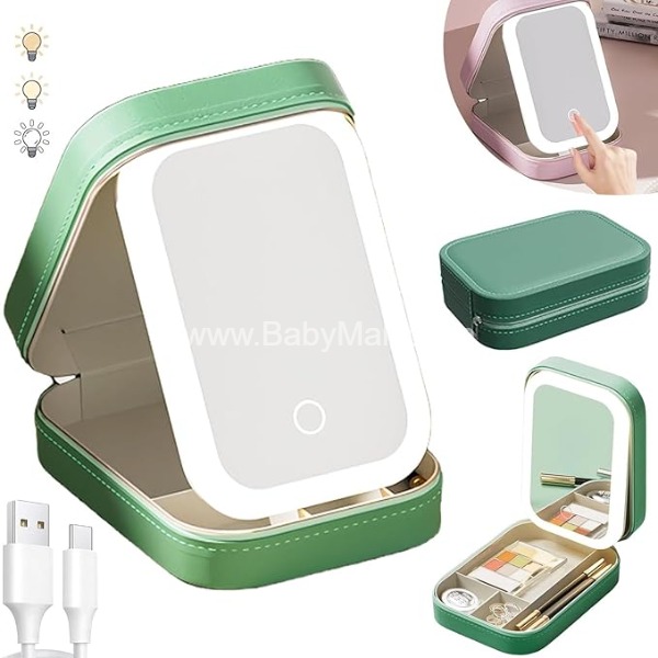 Table Makeup Box & Mirror With Led Light || 3 Colors Control + Stepless Dimming 