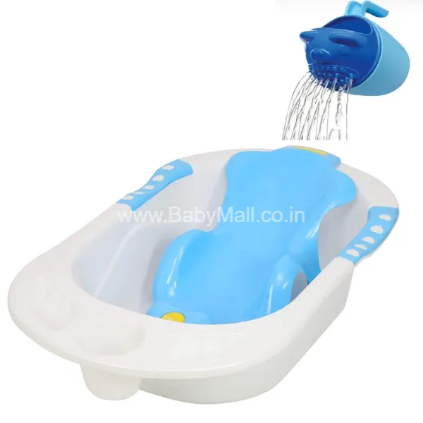 Honey Bee Dolphin Luxury Baby Bath Tub with Sling || 10 Colored Balls Shower Mug || Safe & Fun Bath Time