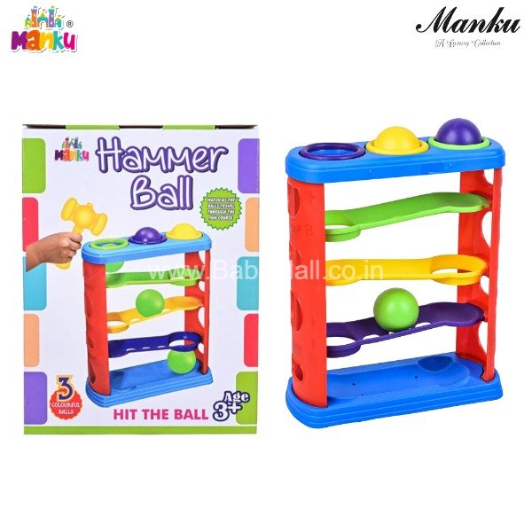 Manku Toys || Hit The Ball Hammer Ball || 3 Colourful Ball || Item No:BPP-019