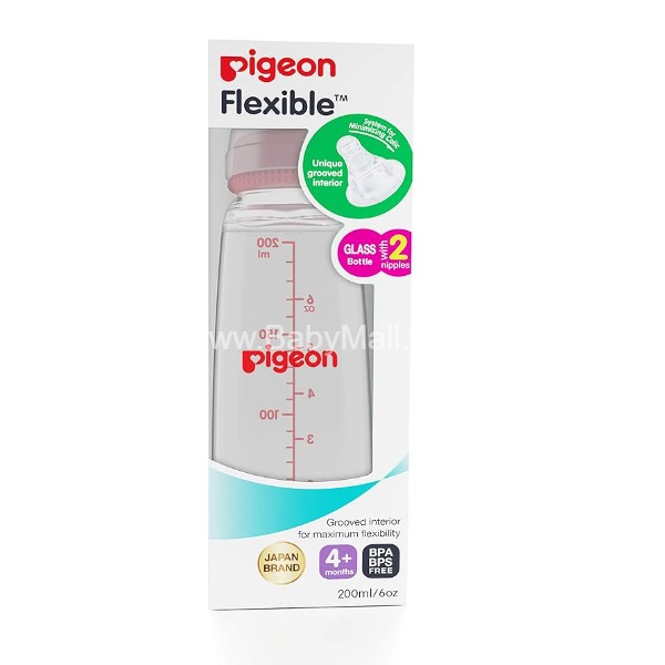 Pigeon Glass Feeding Bottle || Baby Feeder 4+ Month || BPA BPS Free 200 ML || Item Code.26727