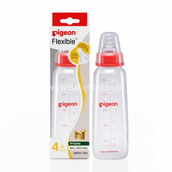 Pigeon Glass Feeding Bottle || Baby Feeder 4+ Month || BPA BPS Free 240 ML || Item Code.78136