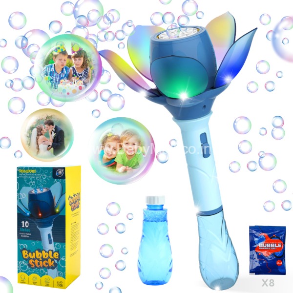 KLAL || Flower Bubble Wand LED, Electronic Bubble Gun 10 Holes || Electric Bubble Toy with 120ML Bubble Solution and 80ML || Item No:AL-2040