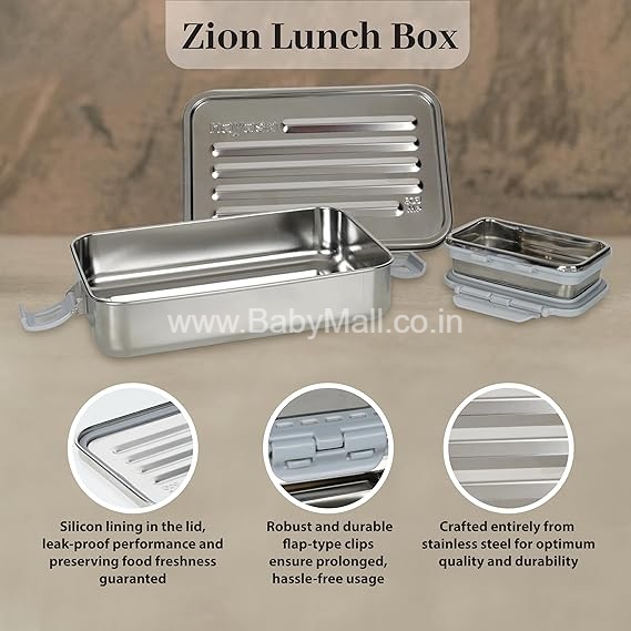 Nayasa Zion Medium Lunch Box Stainless Steel Leak Proof Lunch Box 