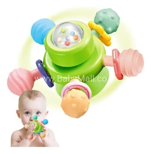 Manhattan Rattle Teether || Rotate Manually || Easy Grip Silicone Teether + Spinner || Spinning Ball