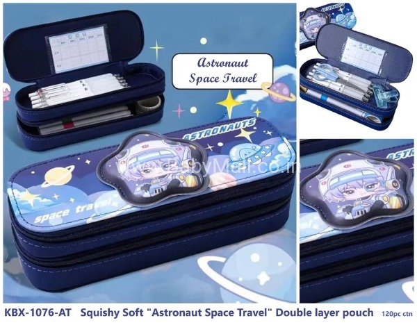 Astronauts Space Travel Pencil Pouch Squishy Space || Item No:KBX-1076-AT
