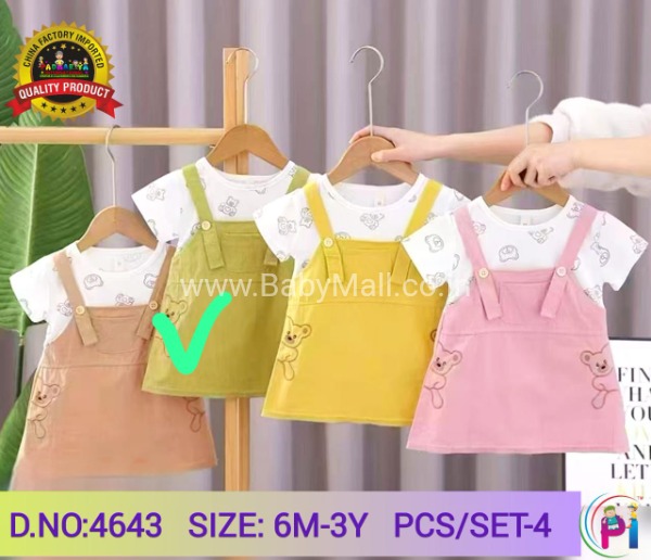 XIAOKELE || Teddy Face Midi Frock Pink || 6 Month To 3 Year 4643