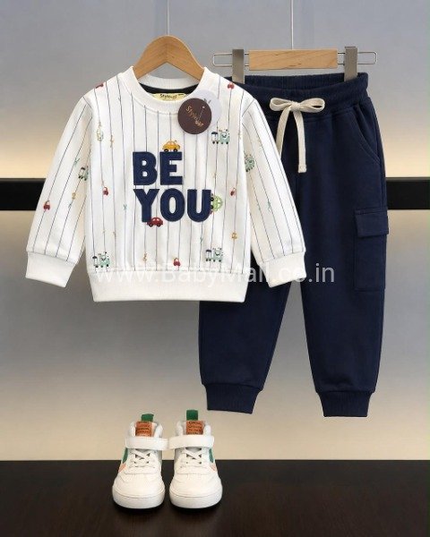 Style Up || Be You Premium White & Navy Blue 9 Month To 3 Year 