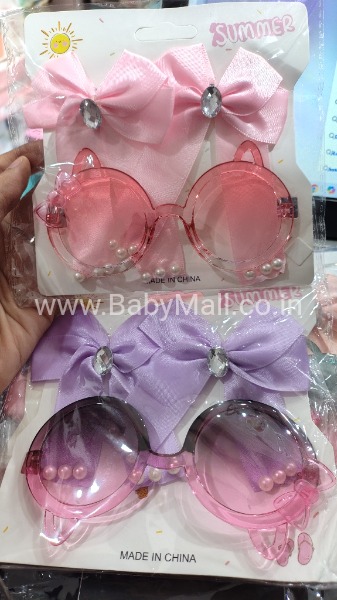 Summer Cute Baby Girl Hair Clips With Matching Sunglasses 1 Set 