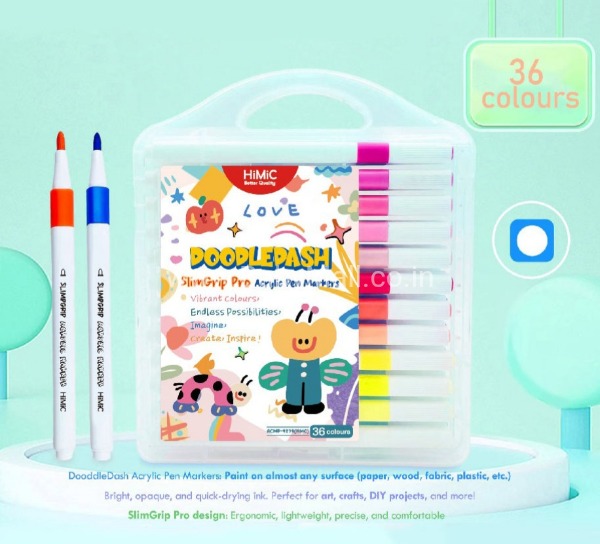 Doodledash Slim Grip Pen Acrylic Pen Markers 36 colors || ACMP-9279(HMC)