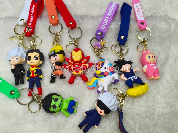 Unicorn Labubu Boom Marvel Spiderman Naruto Draco Nbaliz Mix Character Silicone Key Chain 