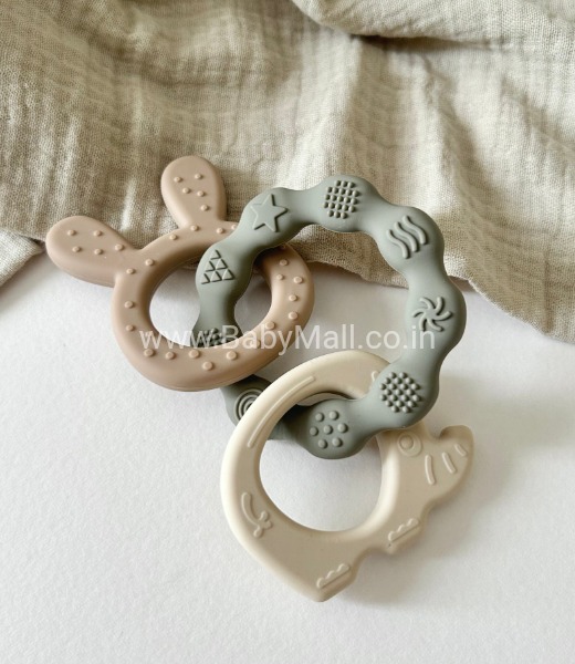 P For Panda Easy Grip Silicone Teether || Safe And Comfortable || 3 Pcs In 1 Teether 