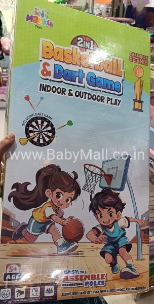 Manku Toys 2 In 1 Basketball & Dart Game Indoor & Outdoor Play || Easy To Assemble Connecting Poles || Champion Series || Item No:THT099