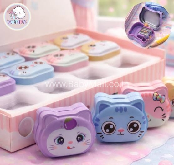Cat Metal Box 2 Hole Pencil Sharpener  || Item No:6832-A
