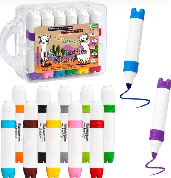 Himic Better Quality|| Liama Buddies Colours||Bright Coiours Happy Artists Colour reely Wash Easily || Little Liamas Big Colour Fun:12 Colours || Item No:Acmd-9359-12-Lbc(Hmc)  