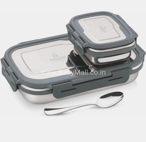 Pratap Growing Up With Fun || Eat Smart Lunch Box || Lunch Box Stainless Steel Seal 2 Section Grid || Item No:HL-S-04