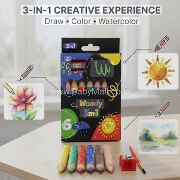 Tast Ful || Woody 3 In 1 Crayons Colour || Item No:TS/1081A