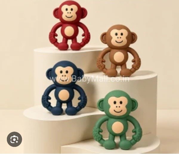 P For Panda Easy Grip Monkey  Silicone Teether With Rattle With Box || Soft Comfortable || 3+m