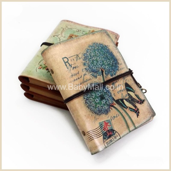 kawaii-Q Follow Your Joy || Leather Vintage Stationery PU || Leather Creative Kraft Paper Planner Sketchbook Agenda Diary Notebook || Birds Flowers Butterfly || Item No:NB-LV-A5-1DB-2FR-3BY 