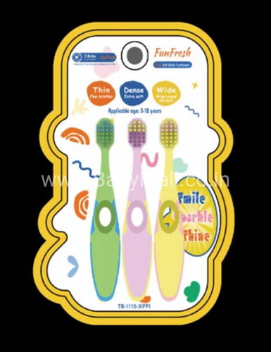 T-Brite Smile Brighter Fun Fresh Cute Bristle Soft Toothbrush  3pcs Pack || Item No.TB-1110-3(FF) ||