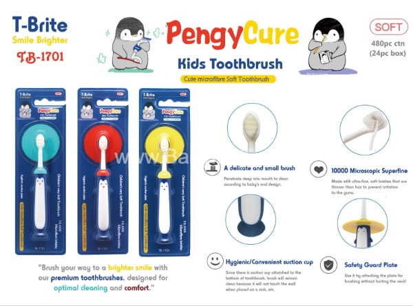 Penguin Manual Toothbrush Soft Bristled For Kids Toothbrush || Ultra Soft Micro Bristles || Item No:TB-1701 