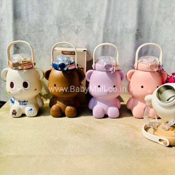 Teddy Bear Shape Having Funs Important Thermos Cup Steel Insulated Water Bottle 450 ml || Item No. X-204W ||